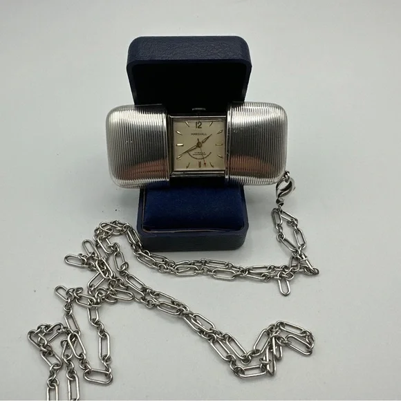 Vintage Marshall Sterling Silver Pocket Travel Watch Sliding Case #361
